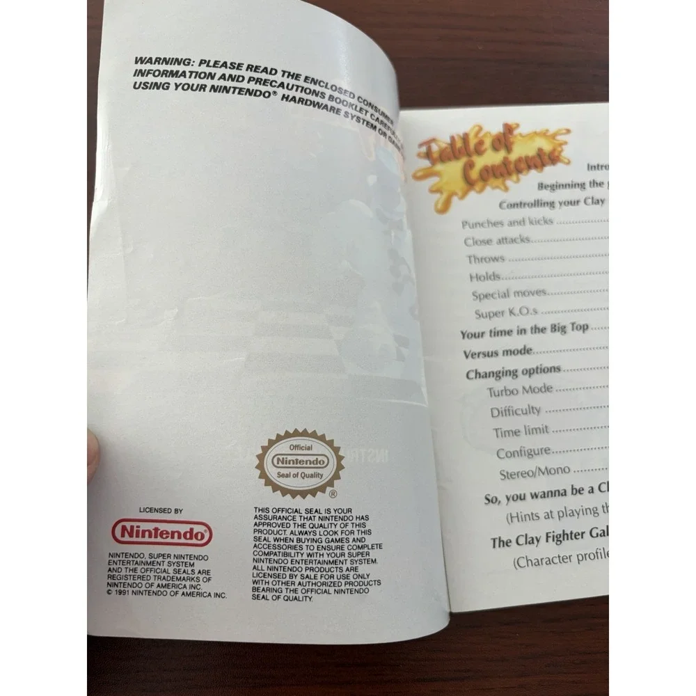 Clay Fighter SNES INSTRUCTION MANUAL ONLY Nintendo Interplay